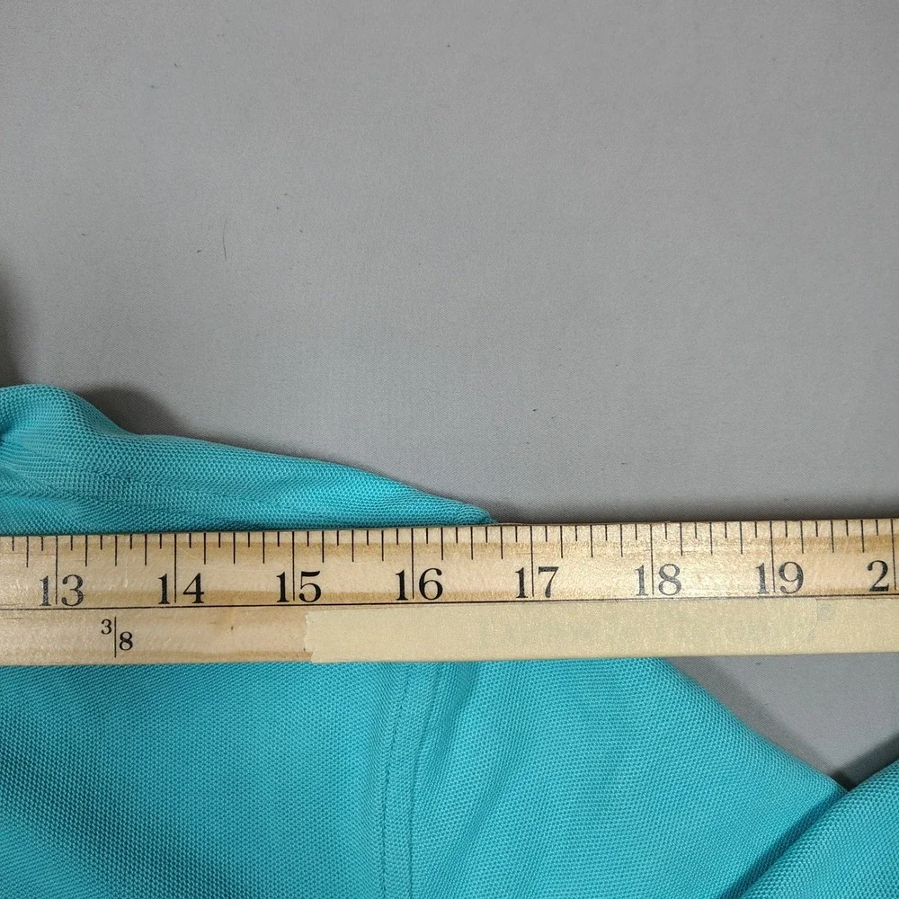 IZOD Advantage Polo Mens Medium Turquoise Blue Short Sleeve Solid Pique Cotton‎